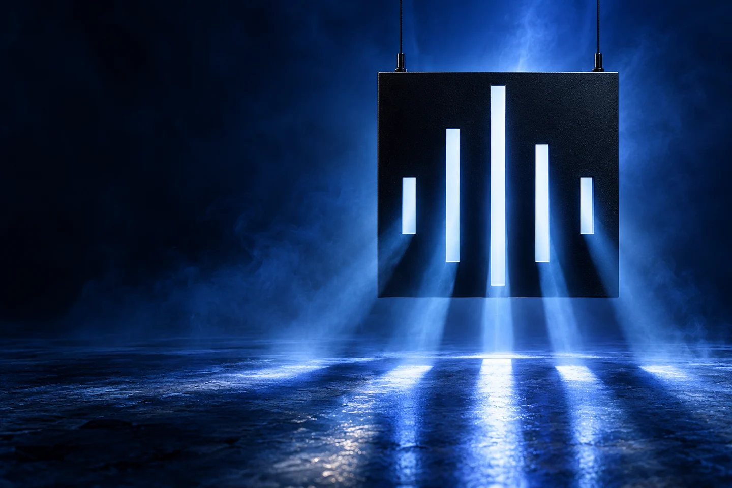 Light passing through the Flightbox cutout mark in a dark space.